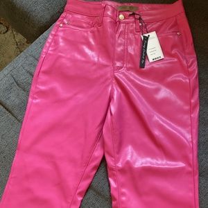 NWT Judy Blue hot pink size 7 tummy control faux leather pants